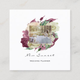 Foto Evenement Trouwfoto Munt Marsala Floral Vierkante Visitekaartje