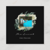 Foto Evenementenplanner Zwart Wit Ingelijste Bloem Vierkante Visitekaartje (Voorkant)