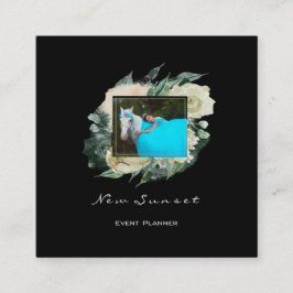 Foto Evenementenplanner Zwart Wit Ingelijste Bloem Vierkante Visitekaartje