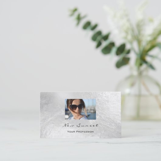 Foto Event Makeup Artist Leather Silver Grey Visitekaartje (Staand voorkant)