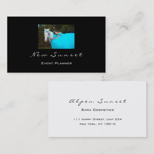 Foto Event Planner Zwart Wit Elegant Modern Visitekaartje (Voorkant / Achterkant)