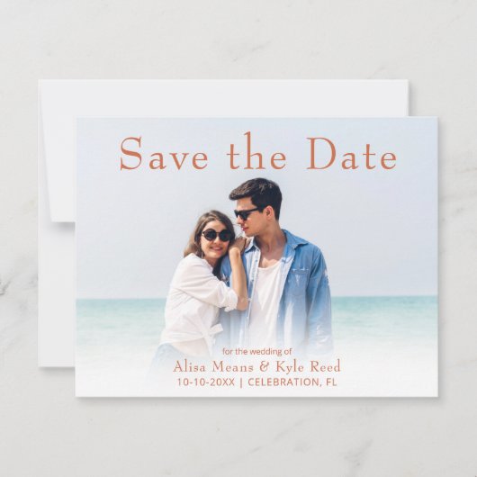 Foto Fade Save the Date Aankondiging Plat Kaart (Voorkant)