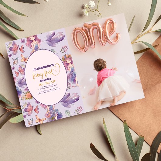 Foto Fairy Eerste Betoverde Woodland 1e Verjaardag Kaart