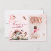 Foto Fairy Eerste Meisje's 1e Verjaardag Bedankkaart (Voorkant)