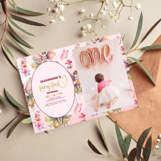 Foto Fairy Eerste Meisje's 1e Verjaardag Kaart