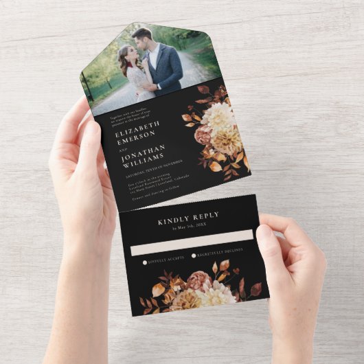 Foto Fall Wedding All In One Uitnodiging (Afscheurbaar)