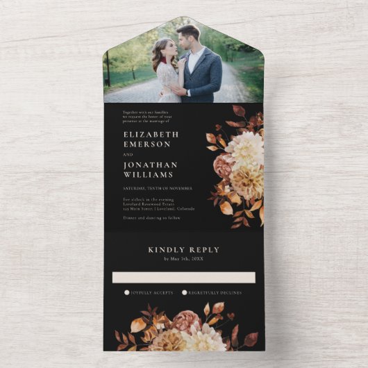 Foto Fall Wedding All In One Uitnodiging (Binnen)