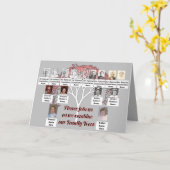 Foto Familie Bomen Roze Fractal Tree Grijs Kaart (Gele Bloem)