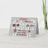 Foto Familie Bomen Roze Fractal Tree Grijs Kaart (Voorkant)