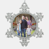 Foto Familie Cadeau Schattige Tin Sneeuwvlok Ornament (Voorkant)