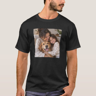Foto Familie Liefde – Moeder, Dochter & Hond T-shirt