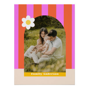 Foto familie moderne strepen kleurrijk retro perfect poster