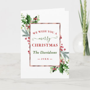 Foto Familie Wij wensen u een vrolijk kerstkrans Kaart