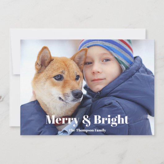 Foto Familienaam Merry en Bright Holiday Kaart (Voorkant)