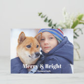 Foto Familienaam Merry en Bright Holiday Kaart (Staand voorkant)