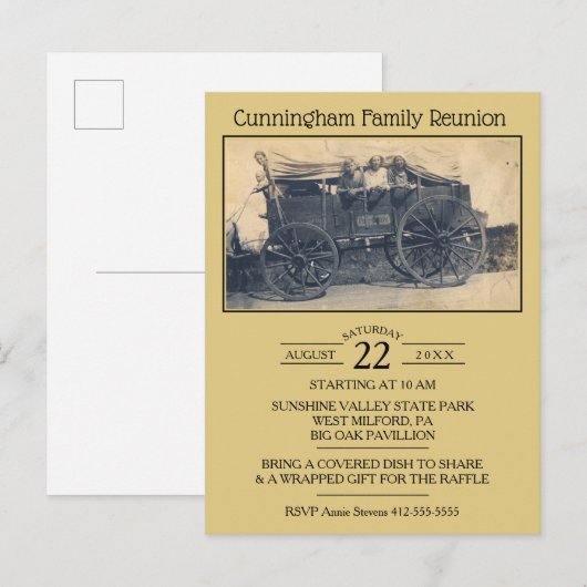  foto familiereünie uitnodiging briefkaart (Voorkant / Achterkant)