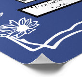 Foto Family Tree Daisy Art Border op Blauw Poster (Hoek)