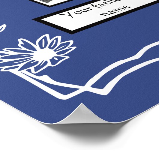 Foto Family Tree Daisy Art Border op Blauw Poster (Hoek)