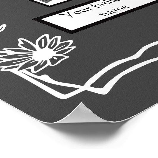 Foto Family Tree Daisy Art Border op Donkergrijs Poster (Hoek)