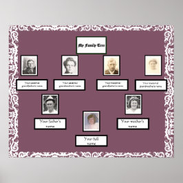Foto Family Tree Lace Look Border op Lavendel Poster
