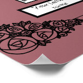 Foto Family Tree Roos Tekening Rand op Donkerroze Poster (Hoek)