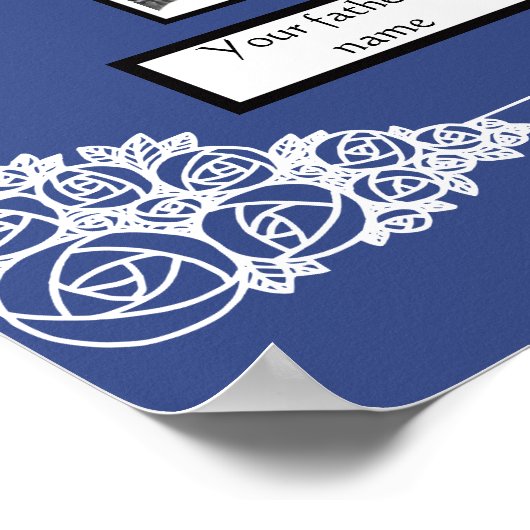 Foto Family Tree Roos Tekenrand op blauw Poster (Hoek)