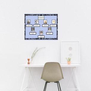 Foto Family Tree wervelrand op blauw Poster