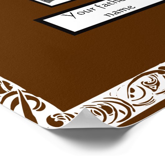 Foto Family Tree White Swirled Border op Bruin Poster (Hoek)