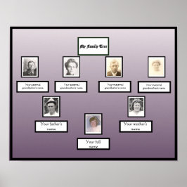 Foto Family Tree Zwarte Rand op Paarse Gradient Poster