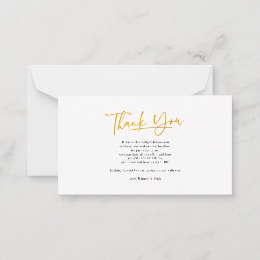 Foto Faux Gold Hand-Lettered Weddenschap Hartelijk Notitiekaartje (Achterkant)