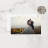 Foto Faux Gold Hand-Lettered Weddenschap Hartelijk Notitiekaartje (Voorkant / Achterkant in situ)