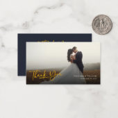 Foto Faux Gold Hand-Lettered Weddenschap Nee Notitiekaartje (Voorkant / Achterkant in situ)