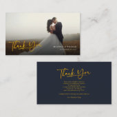 Foto Faux Gold Hand-Lettered Weddenschap Nee Notitiekaartje (Voorkant / Achterkant)