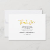 Foto Faux Gold Hand-Lettered Wedding Bedankkaart (Achterkant)