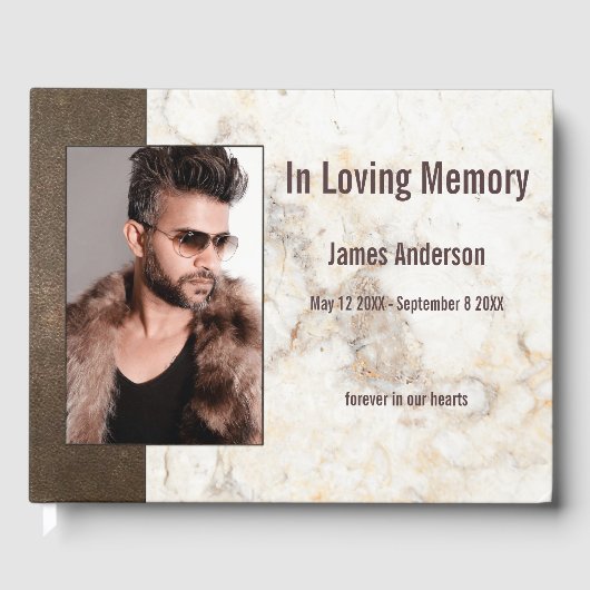 Foto: Faux Leather Marble Guest Book Gastenboek (Voorkant)