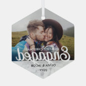 Foto Faux Marble Hexagon voor eerste kerstmis Glas Ornament (Achterkant)