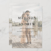 Foto: Faux Vellum Effect Elegant Wedding Kaart (Voorkant / Achterkant)