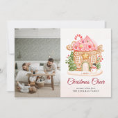 Foto Feestelijk Gingerbread House Kerstmis Feestdagenkaart (Voorkant)