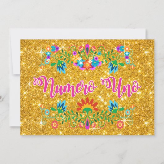 FOTO - Fiesta 1e Verjaardag Glitter uitnodiging (Achterkant)