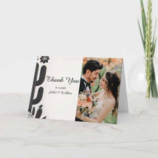 Foto Fiesta Cactus Floral Mexicaanse bruiloft Bedankkaart (Voorkant)