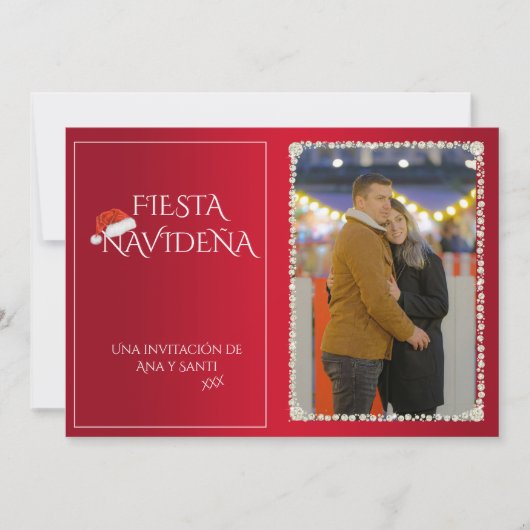 Foto Fiesta Navideña Christmas Party Invitation Kaart (Voorkant)