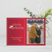 Foto Fiesta Navideña Christmas Party Invitation Kaart (Staand voorkant)