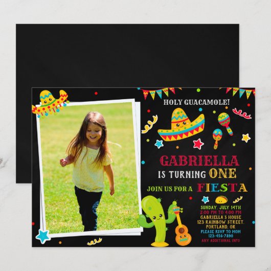 Foto Fiesta-uitnodiging Fiesta-verjaardaguitnodigi Kaart (Voorkant / Achterkant)