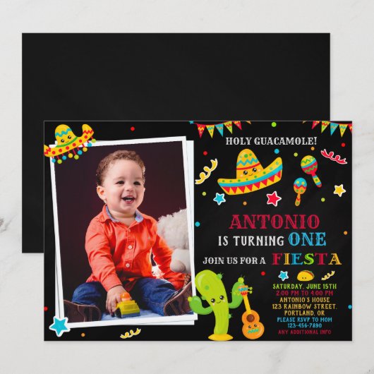 Foto Fiesta-uitnodiging Fiesta-verjaardaguitnodigi Kaart (Voorkant / Achterkant)