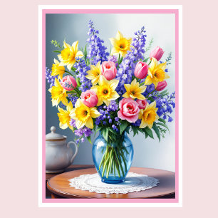 Foto Fijne Moedersdag Lente Bloemen Kaart
