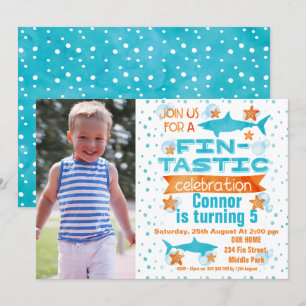 Foto: Fin-tastic Shark Birthday Invitation Kaart