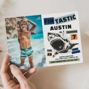 Foto Fin-Tastische Haaien Verjaardagsuitnodiging Kaart