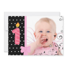 Foto: First Birthday Party Invitation roze