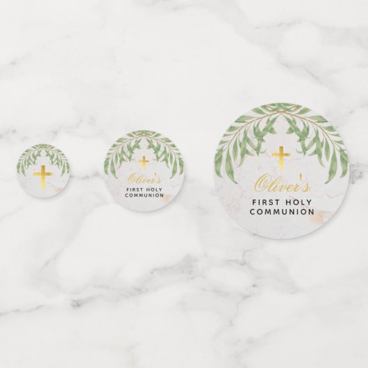Foto: First Communy Greenery Faux Gold Marble Confetti (Achterkanten)