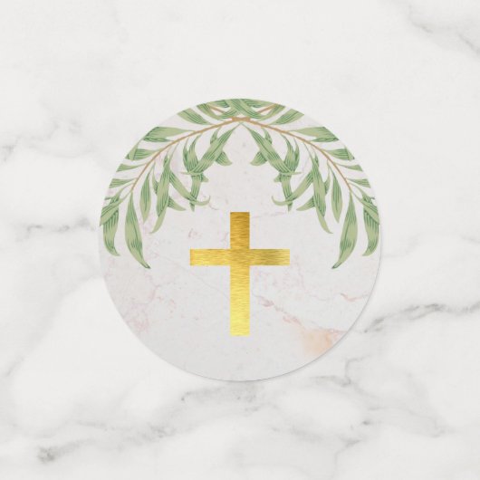 Foto: First Communy Greenery Faux Gold Marble Confetti (Kleine voorkant)